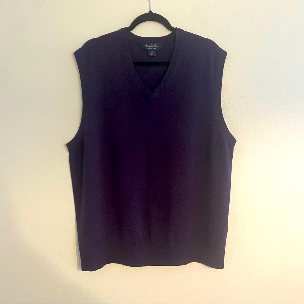 Brooks Brothers Purple Wool V-Neck Sweater Vest